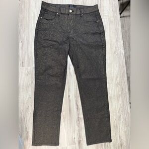 White House Black Market Black and Gold High Rise Slim Ankle Jeans